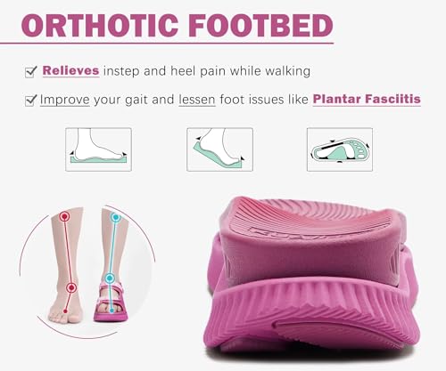 Image of KuaiLu Womens Orthopedic Walking Sandals with Comfortable Arch Support Plantar Fasciitis Relief Summer Outdoor Hiking Sport Recovery Adjustable Strap Athletic Chunky Cushion Shoes