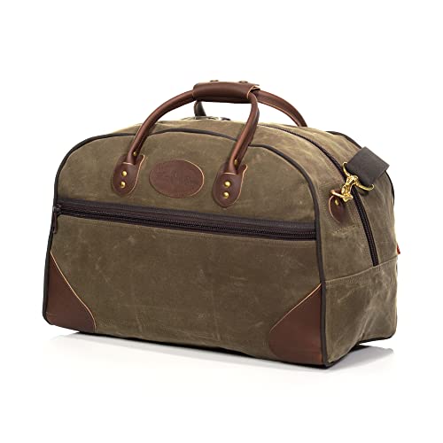 Frost River Curtis Flight Bag - Waxed Canvas and Leather Carry On Luggage Pack, Durable Weekender with Outside Access Pockets, Carry On, 45 Liter, Field Tan3