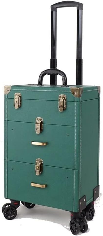 Cosmetic Travel Case on Wheels Hard Shell Travel Case Carry-On Rolling Retro Luggage Makeup Trolley Case(Gray)