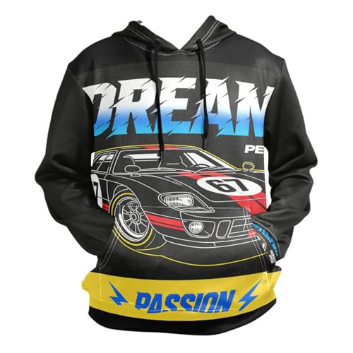 Sudadera de hombre para días fríos con diseño de coche graffiti urbano con capucha