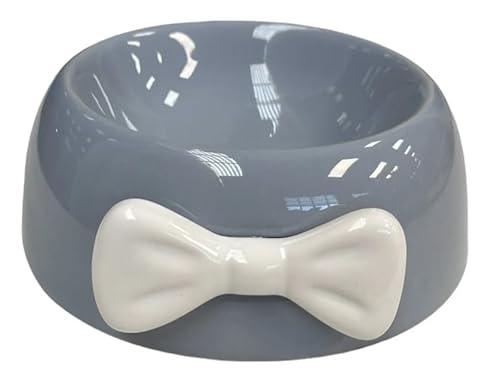 Comedouro Pote Ceramica Laço Pequeno 200ml Caes Gatos (Cinza)