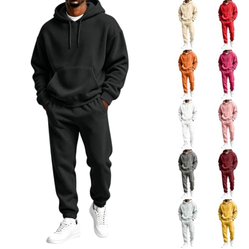 Bakgeerle Men Tracksuit Fleece Hoodie Baggy Sweatpants Jogger Two Piece Set — view 6