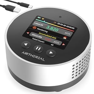 Airthereal Portable Radon Detector for Home – 504-Day Data Storage for Long Term Monitoring, LCD Color Display, Fast 6H Results, Long Battery Life, Audible & Visual Alarm – Upgraded 2025 Version