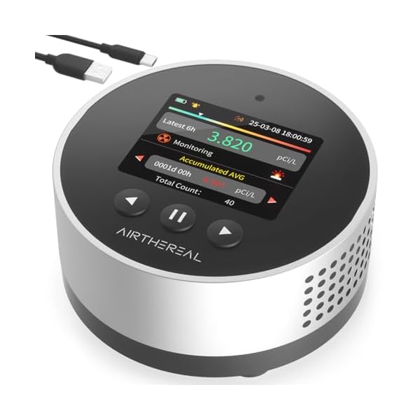 Airthereal Portable Radon Detector for Home – 504-Day Data Storage for Long Term Monitoring, LCD Color Display, Fast 6H Results, Long Battery Life, Audible & Visual Alarm – Upgraded 2025 Version