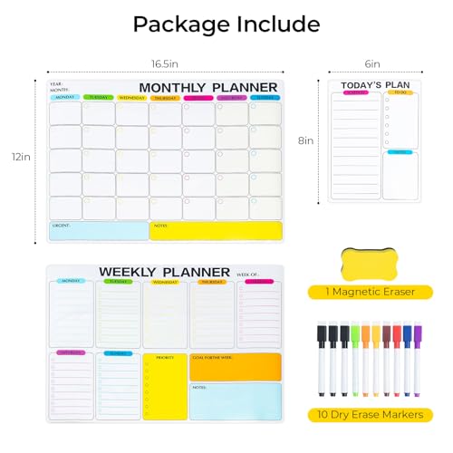 M&G Whiteboard Calendar for Fridge, 3 Pack 16.5x12 Magnetic Dry Erase Board — view 4