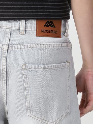 Image of Neostreak Men's Loose Baggy Fit Washed Cargo Jeans with 6 Pockets Non-Stretchable