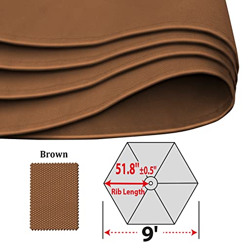 Benefitusa Umbrella Canopy Cover Replacement Top Canopy For 9Ft 6Ribs Patio Umbrella(Canopy Only)(Brown) #TOP4