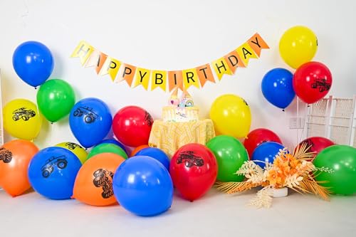 Image of Truck Balloons 30 Pcs 12inch Red Yellow Orange Green Latex Balloon