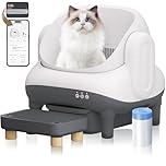 Large Automatic Litter Box Open Top, MeowWhimsy S7 Pro Self Cleaning Litter Box, App Control-No Scoop, Odor-Free, Extra Large Electric Kitty Litter-Boxes for Multi-Cat, Includes Pedal Mat, Bags