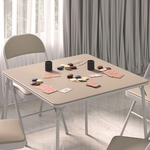 image for VECELO Portable Folding Card Table Square and Chair Set (5pc) with Col