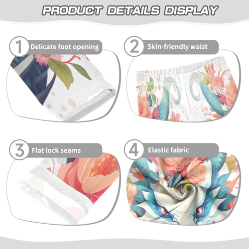 Toddler Girls Leggings Printed Yoga Pants Leggings Orange Flower Dragon for Kids3