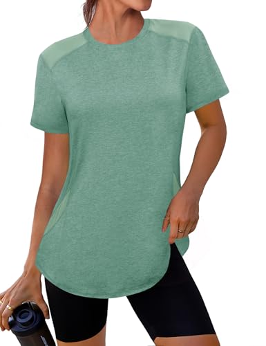 Gyabnw UV Sport Shirt Damen Fitness Laufshirt Kurzarm Funktionsshirt Yoga Sportoberteil Activewear