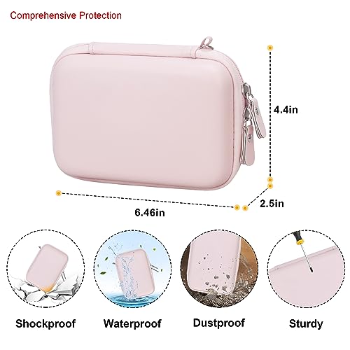 Image of Elonbo Carrying Case for KODAK Mini 2 Retro 2x3 inch P210R 4PASS Portable Photo Printer, Kodak Mini Instant Digital Camera Hard Travel Bag Storage Holder, Pocket Fits Film Cartridge, Inside Pink