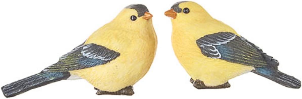 The Bridge Collection Life-Like Goldfinch Bird Figurines, Set of 2