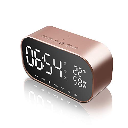 Digital Wecker LED Digital RadioWecker mit 4.2 Bluetooth-Lautsprecher/FM Radio/TF Karte/Nachtlicht/Ziffernanzeige/Sleep Timer/AUX Bass/kabellos