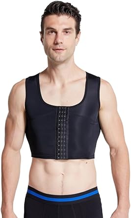 BaronHong Heren Body Shaper Borst Binder Platte Compressie 3 Rijen Sluiting Buste Corset Vesten (skintone, L