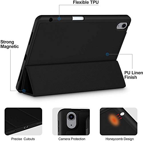 Image of ProElite Case for for Apple iPad Air 11 Inch M4 /M3 /M2 2026 /2025 /2024, Air 5th /4th Gen 10.9 inch Pencil Cover for iPad Air [Auto Sleep /Wake Cover] [Pencil Holder] [Soft Flexible Case] Recoil Serie, Black