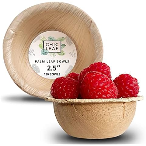 Palm Leaf Bowls Disposable | 2.5" Bowls Round Cover