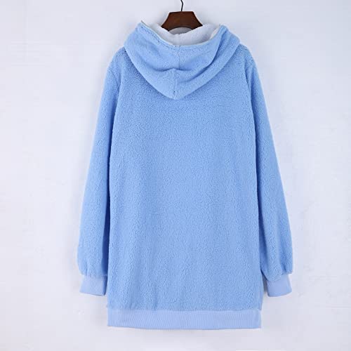 Casual Jackets for Women for Summer Womens Solid Oversized Zip Down Hooded Fluffy Coat Cardigans Outwear with Pocket New Clothes Fashion for Women - Afbeelding 5