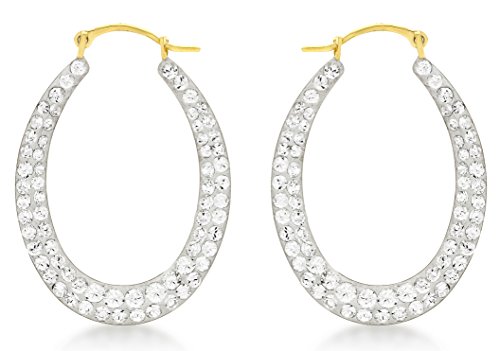 Boucles d'oreilles créoles ovales Carissima en or jaune 9 carats