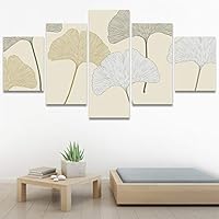 SIGNWIN 5 Panel Canvas Wall Art Modern Art Decorative Elements Expressive Leaves Multicolor Patterns Photography for Home Decorations Ready to Hang - 60