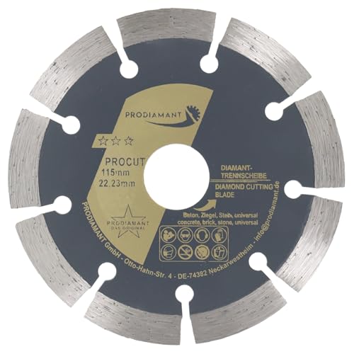 PRODIAMANT Disque Diamant Universel 115x22,2 mm pour Béton, Pierre, Brique - Segment de 10 mm - Meuleuse 115 mm
