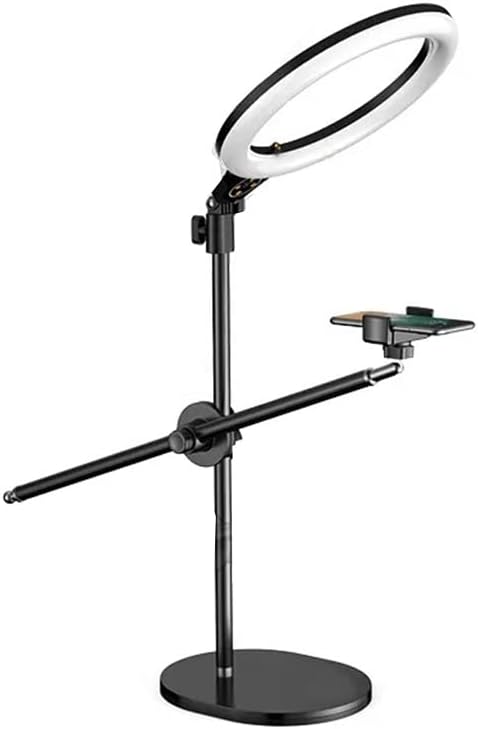 Monopod Mount Bracket with LED Flash Light Lamp Tabletop Stand Tripods with Mobile Phone Holder Overhead Shot