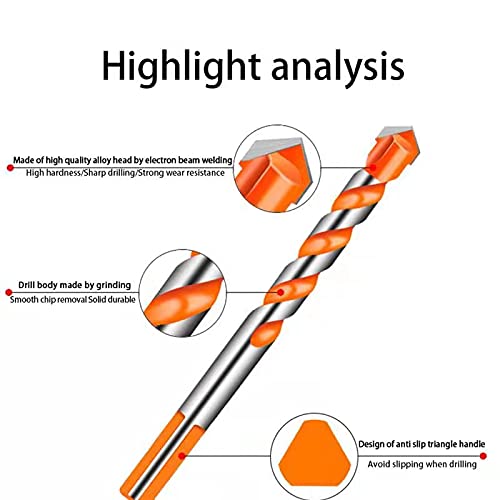 Miniatura 3 de Juego de 14 brocas de perforación definitivas, multifuncionales, brocas triangulas, juego de brocas de mampostería para azulejos, hormigón,
