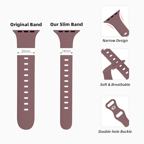 Image of Thin Silicone Band Compatible with Apple Watch 41mm 38mm 40mm 46mm 45mm 42mm 44mm, Slim Narrow Replacement Sport Strap Wristband for iWatch Series 11 10 9 8 7 6 5 4 SE Ultra 3 2 1 Women Men