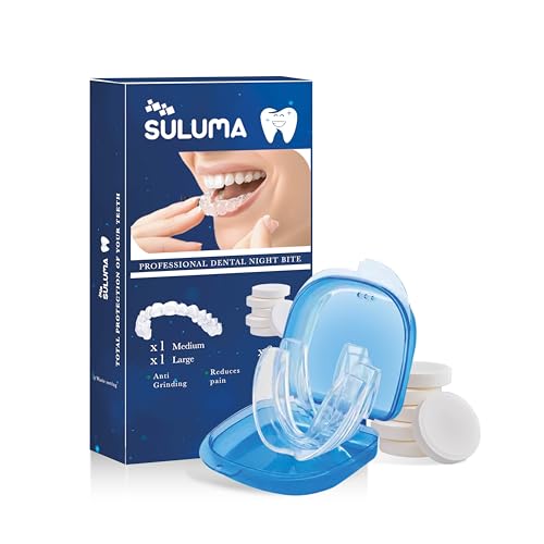 SULUMA Bite Bruxismo Professionale Notturno Antirussamento Digrignare Bite Dentale Byte Notte Automodellanti Uomo Donna 2 Taglie Medium Large Morbido Silicone Eva 6 Compresse Disinfettanti SULUMA Bite Bruxismo Professionale Notturno Antirussamento Digrignare Bite Dentale Byte Notte Automodellanti Uomo Donna 2 Taglie Medium Large Morbido Silicone Eva 6 Compresse Disinfettanti