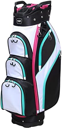 Majek Premium Ladies Black White Teal Pink Golf Bag