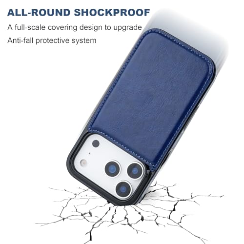 ONETOP Compatible with iPhone 17 Pro Wallet Case with Card Holder, PU Leather Kickstand Card Slots Case, Double Magnetic Clasp and Durable Shockproof Cover 6.3 Inch (Blue) by ONETOP - Image 5