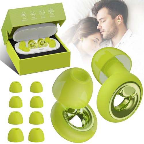 Ear Plugs for Sleeping Noise Cancelling, Soft Ear Plugs for Sleeping, 45dB Reusable for Noise Reduction with 8 Ear Tips, Silicone Hearing Protection Earplugs for Concert, Work(Lemon Lime)