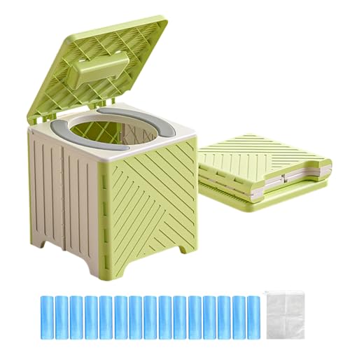 Inodoro portátil para adultos, inodoro móvil, plegable, antideslizante, con cojín de PVC, para pacientes mayores, hospitales, eventos al aire libre, camping, viajes por carretera