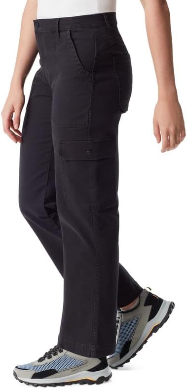 BASS OUTDOOR Women's High-Rise Canvas Cargo Pants (Black, 8)