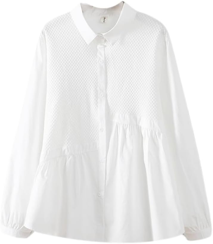 Large Size Womens Spring Clothing Shirt and Making Slimming Lantern Sleeves top