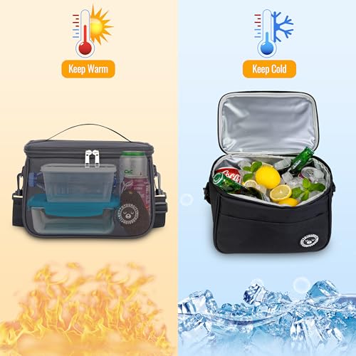 Miniatura 2 de Baligo Bolsa Termica Porta Alimentos 9l, Forro Resistente A Las Fugas Bolsa Nevera Portatil, Bolsa Comida Trabajo, Bolsa Isotermica Porta Alimentos, Lunch Bag Oficina Viaje Picnic Negro, 9l