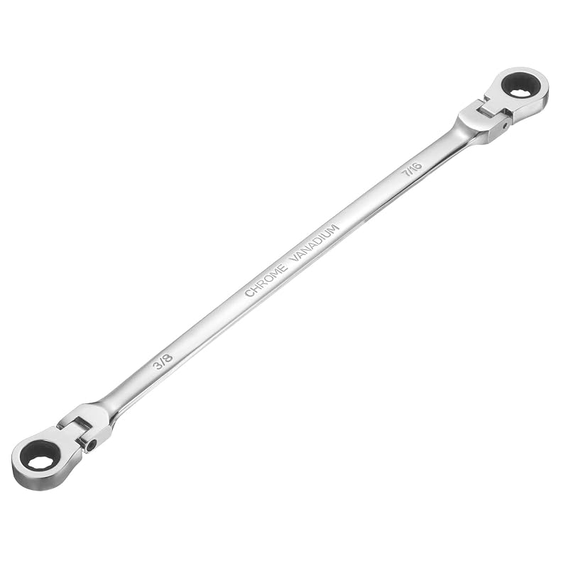 Chave Estrela Dupla com Catraca HARFINGTON, Cabeça Flexível de 180°, Aço Cromo-Vanádio, 3/8" x 7/16" (9,5 x 11,1 mm)
