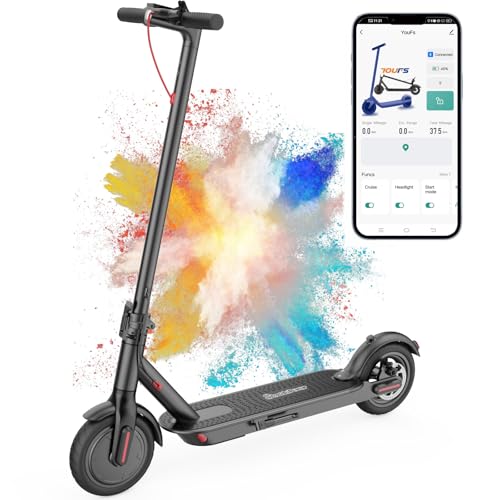 STRIDEPOWER Electric Scooter Adults Teens 630W Peak Motor 20MPH Speed 19Miles Range Fast E Scooter for Adults Waterproof 8.5" Solid Tires 265 lb Capacity Sports Kick Scooter Foldable with APP Control