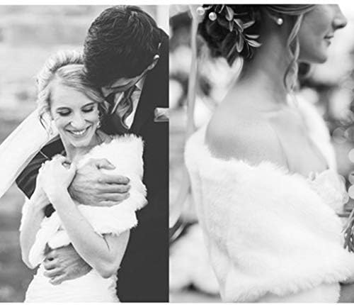 Olbye Women's Faux Fur Wraps Wedding Fur Shawls Sleeveless 1920 Faux Fur Stole for Women and Girls Fur Capelet Mink Shawl - Image 9