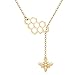 MANZHEN Geometric Bee Hive with Honey Bee Lariat Y Necklace (Gold)