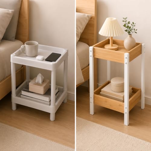 Miniatura 7 de Lin Home Estantería Con 2 Estantes De Madera Y Metal 25x15x37.5cm - Mueble Auxiliar Multiuso Para Almacenaje, Ideal Para Baño, Cocina, Dormitorio