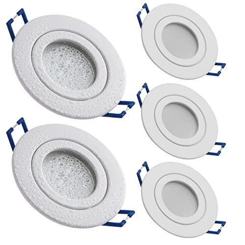 Led Spot Encastrable Extra Plat Blanc Dimmable IP44, Éclairage encastré de salle de bain 5x 5W AC 230V Blanc Chaud 3000K 420LM Lampe éclairage pour Salle de Bain Salon Cuisine Couloir Galerie Magasin Cover