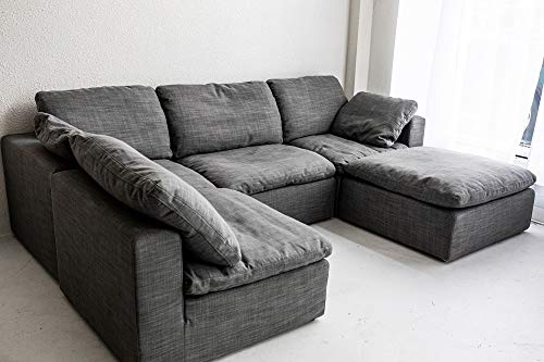 Restoration Hardware Style Cloud Modular Sectional Down (Petit Armless, Grey)