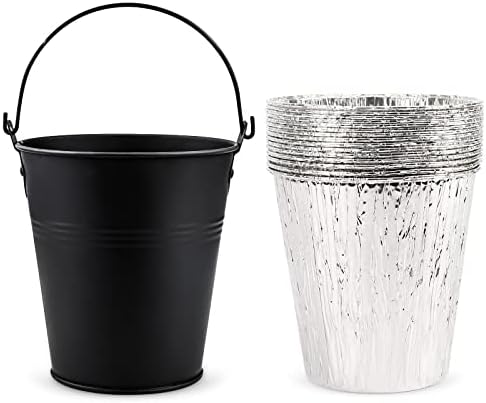 QuliMetal Drip Bucket and 15-Pack Disposable Foil Liners for Oklahoma Joe's, Traeger, Pit-Boss, Z Grill, Camp Chef, Grill Grease Bucket Fits Most Offset Smokers, Black