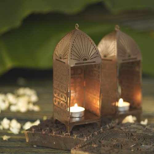 Courtyard Iron Mandir Table T Light (Set of 2)|Antique|Standard|Set of 2