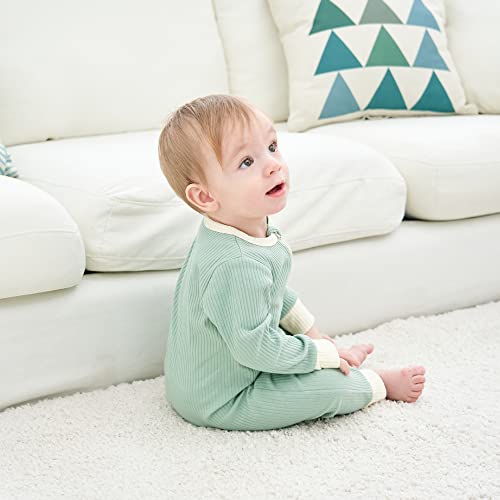 Bafeicao Unisex Baby Boy Girl 2 Pack Rompers Long Sleeve Two Way Zipper Romper One Piece Jumpsuits Clothes Sets thumb #2