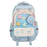 Genérico Mochila para niños y niñas, ligera, de viaje, escolar, bonita, estilo coreano, con diseño de nube arcoíris, duradera, cómoda y para uso diario. (Blue, One Size)