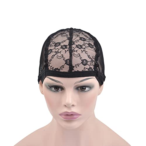 3 Pcs Black Lace Wig Caps for Wig Making Wigs Hair Net for Women with Adjustable Straps to Hold Wigs in Place (Black M) - Image 2