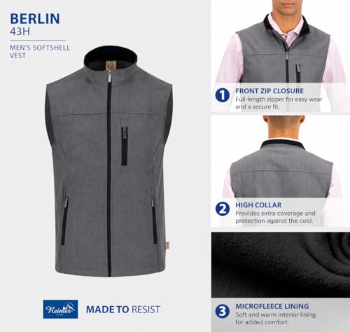 Image of REIMER | Men Softshell Vest Waterproof Windproof Thermal Neoprene Sleeveless Elegant Breathable Fit Zipper Pockets